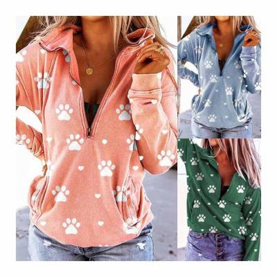 China New Design Women's Anti-Wrinkle Sweatshirts Half Zipper Hoodie Long Sleeve V-neck Casual Sweatshirt Women for sale