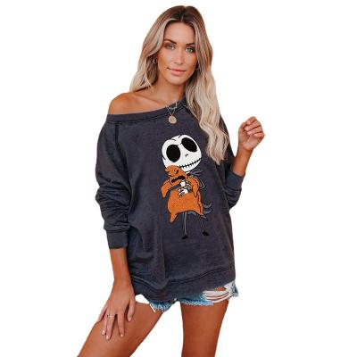 China Anti-wrinkle spring and Autumn New Long Sleeve Round collar T-shirt cartoon cartoon printing leisure mid-length female T-shirt for sale