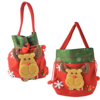 China Fashion Santa Claus Merry Christmas Wholesalers Mini Cotton Deer Cloth Drawstring Storage Gift Cheap Shopping Bag for sale