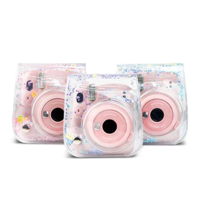 China Transparent Glitter Effects Camera Protective Case Women Cross - Body PU Leather Camera Bag For Fujifilm Instax Mini 11 for sale