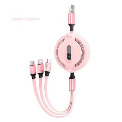 China Erfect Pop Factory 3AM In 1 Cord Retractable Charging Compatibility With Mobile Phones Tablets Type-C Micro USB Charger Data Cable for sale