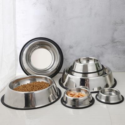 China Sustainable Luxury Portable Dog Food Travel Stainless Steel Non-Slip Rubber Dog Bowls for sale