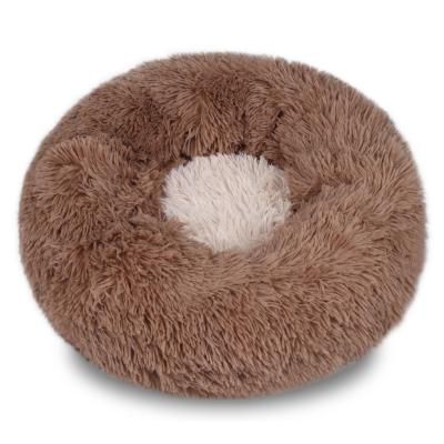 China Wholesale Breathable Pink Gray White Pet Cushion Round Cat Dog Bed from Soft Luxury Plush Manufacturer for sale