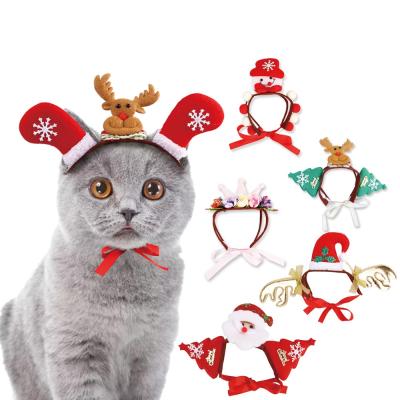 China Viable Headdress Cat Christmas Headband Pet Accessories Dog Christmas Reindeer Antlers Hat Headwear Dog Headdress for sale