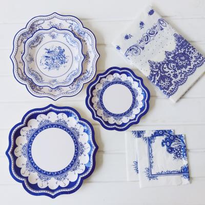 China Party Meal 7Inch 8pcs Food Grade Party Paper Plates With Chinese Blue White Pattern Party Decorative Supplier China For Parties for sale