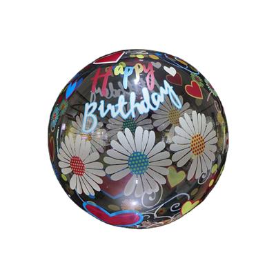 China New Arrival 2021 Transparent Printing 20 Inch Color Happy Birthday PVC Bubble Bobo Printed Clear Plastic Balloons for sale