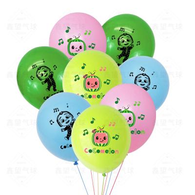 China Promotional Toy 16pcs Cocomelon Theme Party Decoration Balloon Set Children Birthday Animation 12 Inch Latex Balloon Set for sale