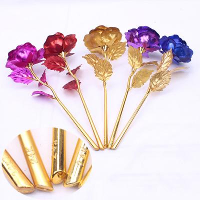 China New Valentine's Day Rose Year Day Luminous Led Mother's Day Lighting Rose Artificial Flower 24K Gold Foil Modern Colorful Galaxy Gold for sale