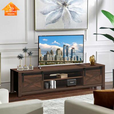 China (Other) Hot Sale Wood Grain TV Stand Cabinet Factory Supply Adjustable Modern Design Barn Door Barn Door Stand for sale