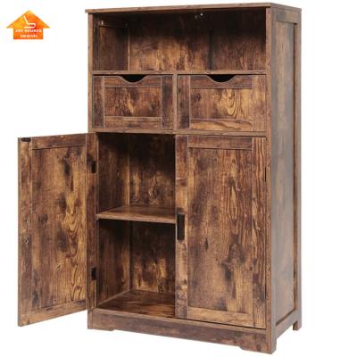 China Brown Moisture-Proof Wooden Storage Cabinet Dining China Hutch Cupboard Shelf Kitchen Island Pantry Buffet Cabinet Display for sale