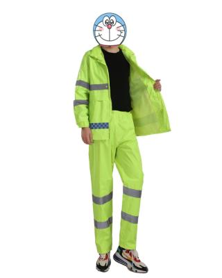 China High Visibility Duty Road Safety Raincoat Rain Raincoat Pants Set Fluorescent Traffic Duty Outdoor Cycling Raincoat for sale