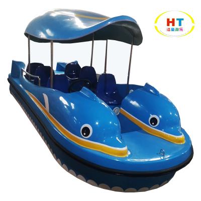 China Parks Fiberglass 4 People 6 Person Self Draining Dolphin Electric Pedal Boat for sale