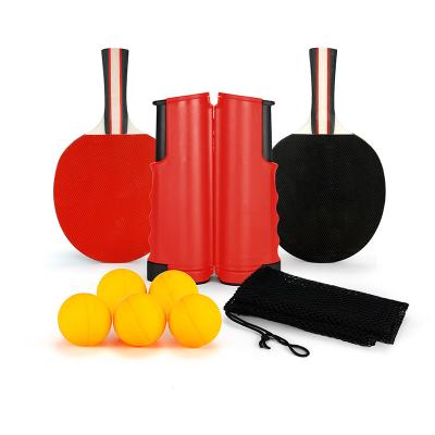 China 4Player Family Ping Pong Bat Set Family Retractable Ping Pong Net Set Long Handle Ping Pong Bat Set Professional Table Tennis Racket 4player for sale