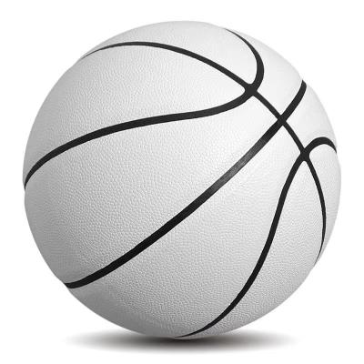 China Custom Laminated Basketballs No Color Custom Logo Compound White Basketball Indoor Outdoor Leather Basketball Ball for sale