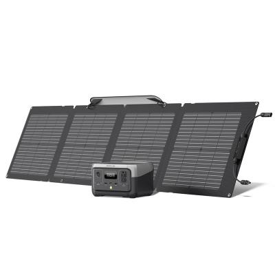 China Type C Type C ECOFLOW 256Wh RIVER 2+110W Solar Panel LiFePO4 Portable Power Station with Foldable Portable Solar Panel for sale