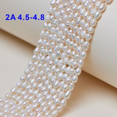 China DIY For Jewelry Making 4.5-4.8mm Grade 2A Rice Beads With Hole Freshwater Pearl Beads White Pearls for sale