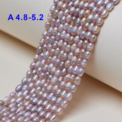 China DIY For Jewelry Making 4.8-5.2mm A Grade Rice Colored Pearls Freshwater Pearls Pearl Beads With Hole for sale