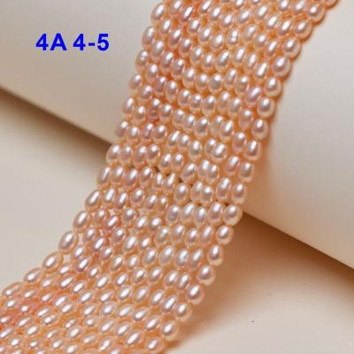 China DIY For Jewelry Making 4-5mm Rice Shape 4A Mini Pearls Pink Pearl Beads For Pearls Freshwater Pearls for sale