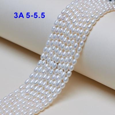 China DIY For Jewelry Making 5-5.5mm Rice 3A Beads Strand Loose Beads Freshwater White Wholesale Pearls for sale