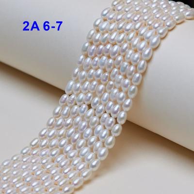 China DIY For Jewelry Making 6-7mm AA Grade Rice Loose Beads Wholesale Freshwater Pearls White Pearl Strand for sale