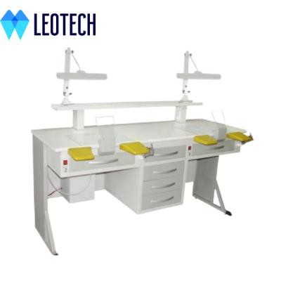 China Customizable Colors Dental Technician Workbench Steel Surface Adjustable Lighting Dental Equipment for sale