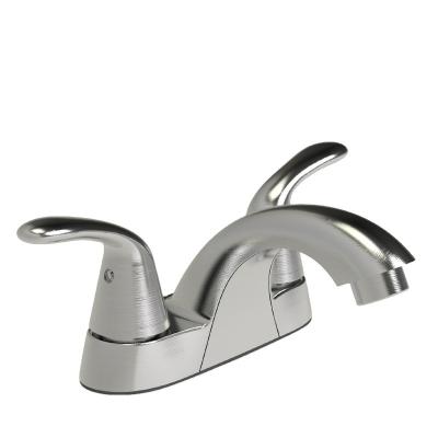 China Contemporary 4 Inch Two-Handle Centerset Lavatory Faucet PVD Satin Nickel for sale