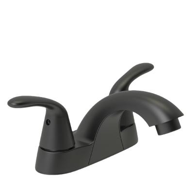 China 4 Inch Contemporary Two-Handle Centerset Lavatory Faucet Matte Black for sale