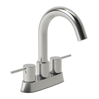 China Contemporary 4 Inch Two-Handle Centerset Lavatory Faucet PVD Satin Nickel for sale