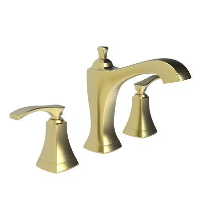 China Transitional Lavatory Faucet PVD 8 Inch Wide Spread Satin Brass for sale