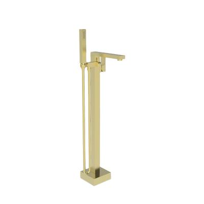 China Without Slide Bar Satin Brass Freestanding Roman Tub Filler for sale