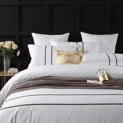 China Wholesale Nondisposable silk bed piece queen size ekintop bedding sets hotel satin luxury jacquard sheets white logo for sale