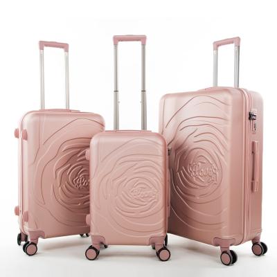 China Color Matching Wholesale Luggage Trolley ABS Color Matching Suitcase 3 Pieces Universal Suitcase Set for sale