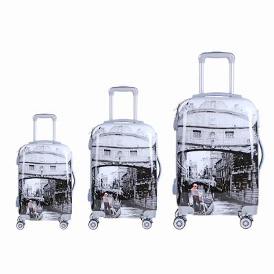 China New Arrival Bottom PC Material Travel Trolley Luggage Sets Bag Carry-On Suitcase With Beautiful Pattern for sale