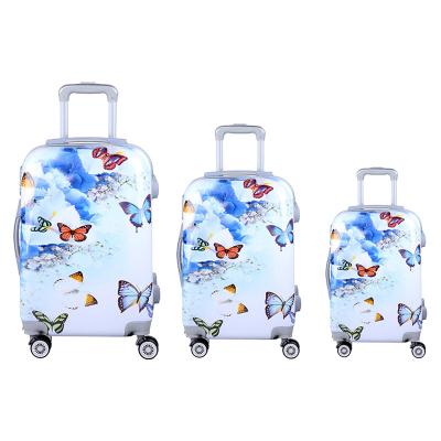 China The school\travel\etc good flexibility long distance PC. 3 piece luggage bag set carry-on with beautiful pattern for sale