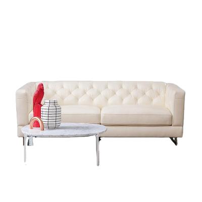 China American Classic Leather White Living Room Chesterfield Leather Sofa For Three Person for sale