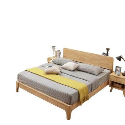 China Hotel Bedroom Furniture Solid Wood Rubber Wood Solid Wood Bed for sale