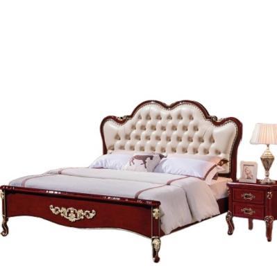 China Romantic And Elegant Luxury Design Double Frame Bed Solid Wood Leather Bed With Storage for sale