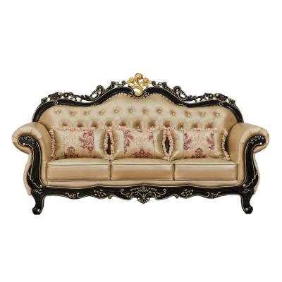 China Antique European Royal Style Real Leather Living Room Sofa Sets for sale