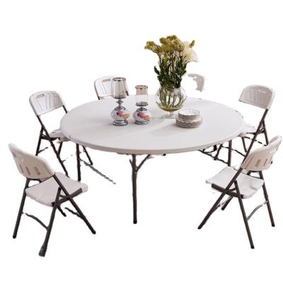 China Modern Folding Large Plastic Top Metal Base Round Outdoor Table for sale