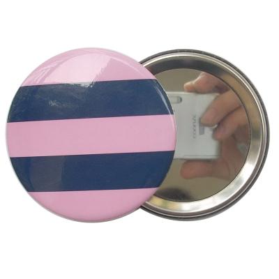 China Personalized Round Tinplate Pattern Stripe Pattern Single Sided Mirror Pocket Cosmetic Mirror for sale