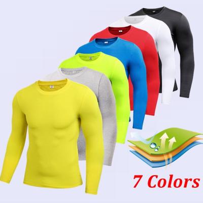 China New Custom Made Men's Compression Vest Gym Fitness Running T-shirts Anti-wrinkle Long Sleeve Sports Tights Bottoms for sale