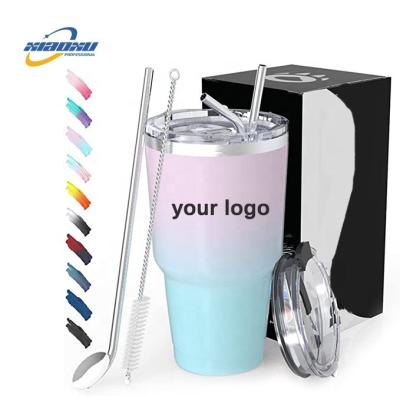 China Sustainable Stainless Steel Vacuum Tumbler Insulated Coffee Tumbler With Straws Water Mug Hot Drinks Double Wall Cup for sale