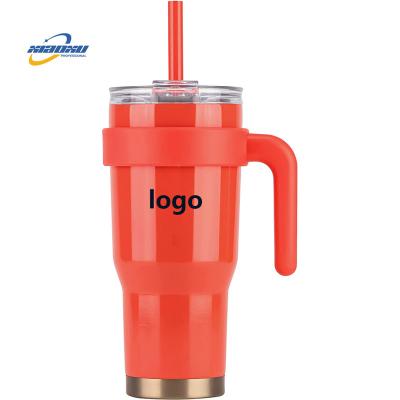 China Durable 24oz Tumbler With Handle And Straw Stainless Steel Drinks Cold Insulated Hot Coffee Mug With Lid Double Wall Travel Mug for sale