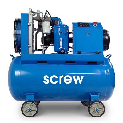 China Lubricated Blue Energy Conservation Two-In-One Portable Fixed Screw Fine Machine Power Frequency Air Compressor For Industrial production for sale