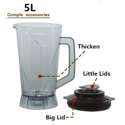 China Car It fits a variety of machines Hotsale BPA-Free Unbreakable 5L PC Round Square Blender Jar With Blade Sets for sale