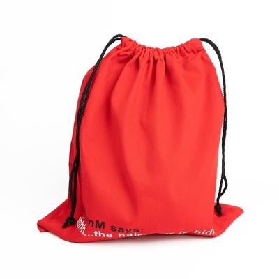 China Cheap Price Recyclable Hot Selling Cotton Sack Portable Printed Classic Red Drawstring Bag for sale