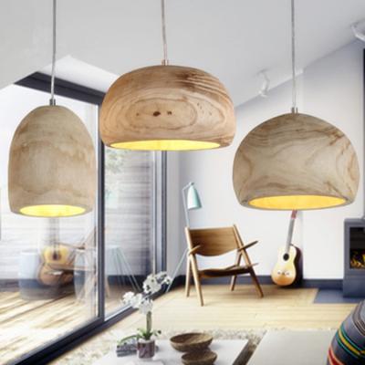 China Home High Grade Wood Shade Light Indoor Lamp Ball Light Fit Loft Hanging Pendant Light for sale