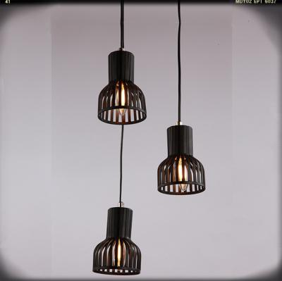 China Wholesale Iron Home Decorative Black Pendant Light Rope Small Hanging Lamp Vintage Lamp Cage Alibaba Supermarket Office Restaurant Hotel Lights for sale