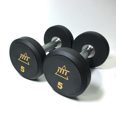 China High Quality Urethane TPU Round Head Dumbbell With Chrome Handle for sale