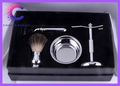 China Metal handle black badger shaving brush and bowl set for mens gifts for sale